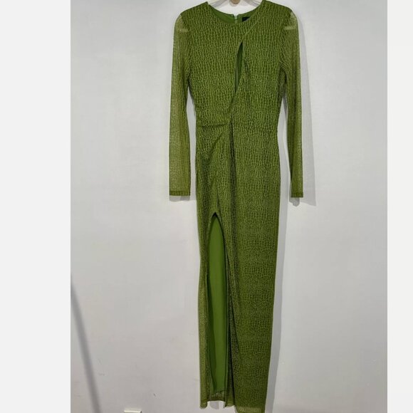 Michael Costello x REVOLVE Lauren Green Maxi Dress High Slit Long Sleeve - Picture 2 of 16